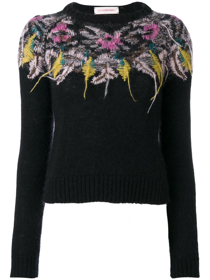 A.f.vandevorst Floral Knit Jumper - Black