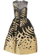 Oscar De La Renta Fern Embellished Flared Dress - Black