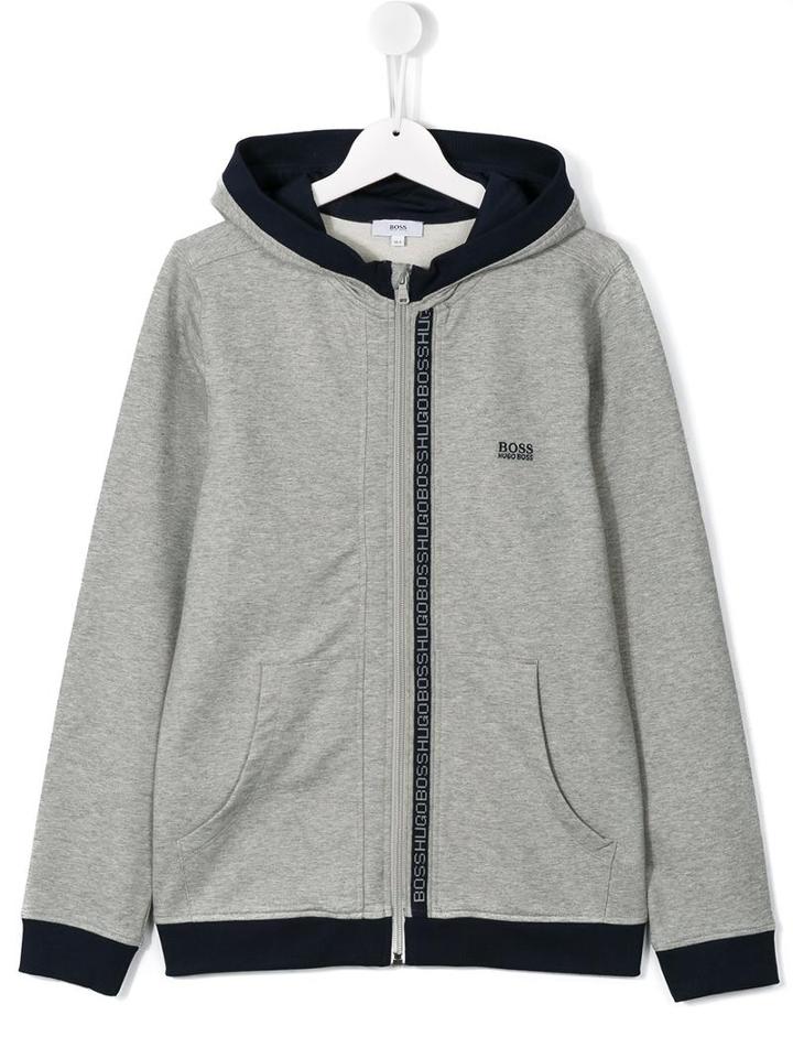 Boss Kids Embroidered Logo Hoodie, Boy's, Size: 16 Yrs, Grey