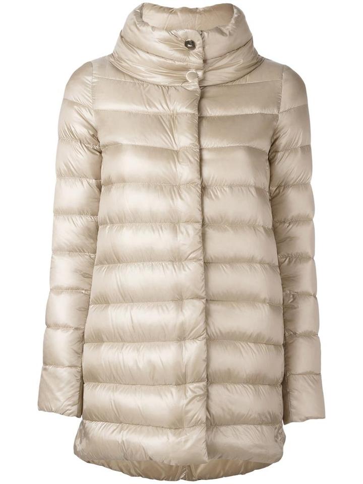 Herno Funnel Neck Padded Coat, Women's, Size: 42, Nude/neutrals, Polyamide/feather Down/acetate