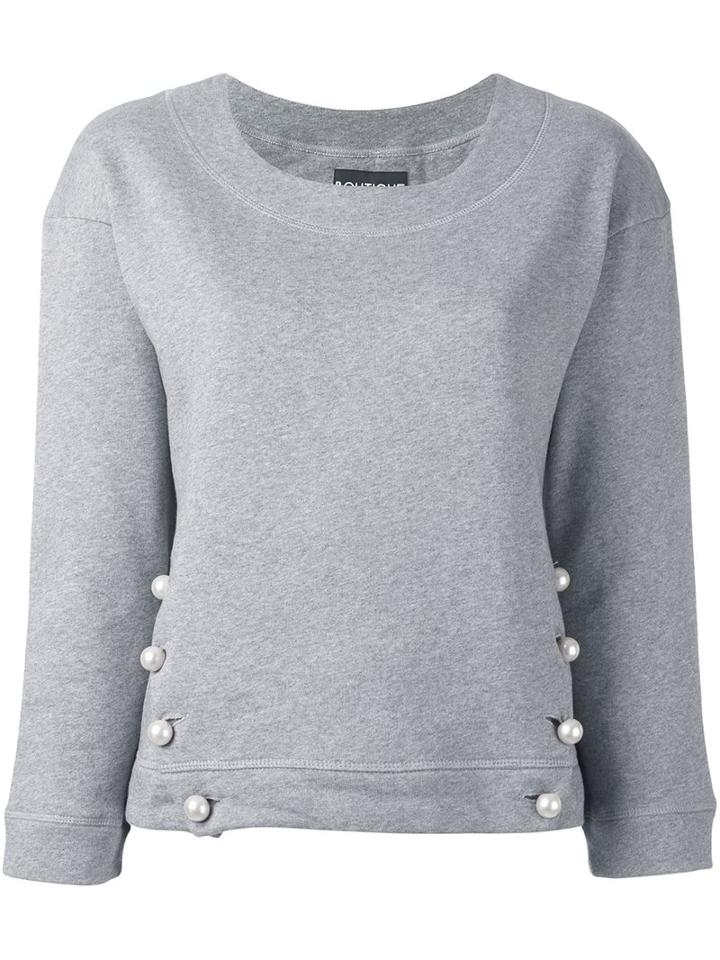 Boutique Moschino 'pearl' Buttons Sweatshirt, Women's, Size: 40, Grey, Cotton