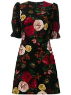 Dolce & Gabbana Floral Printed Mini Dress - Black