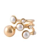 Eshvi Astro Ring, Women's, Size: 8, Metallic, Gold Plated Brass/pearls