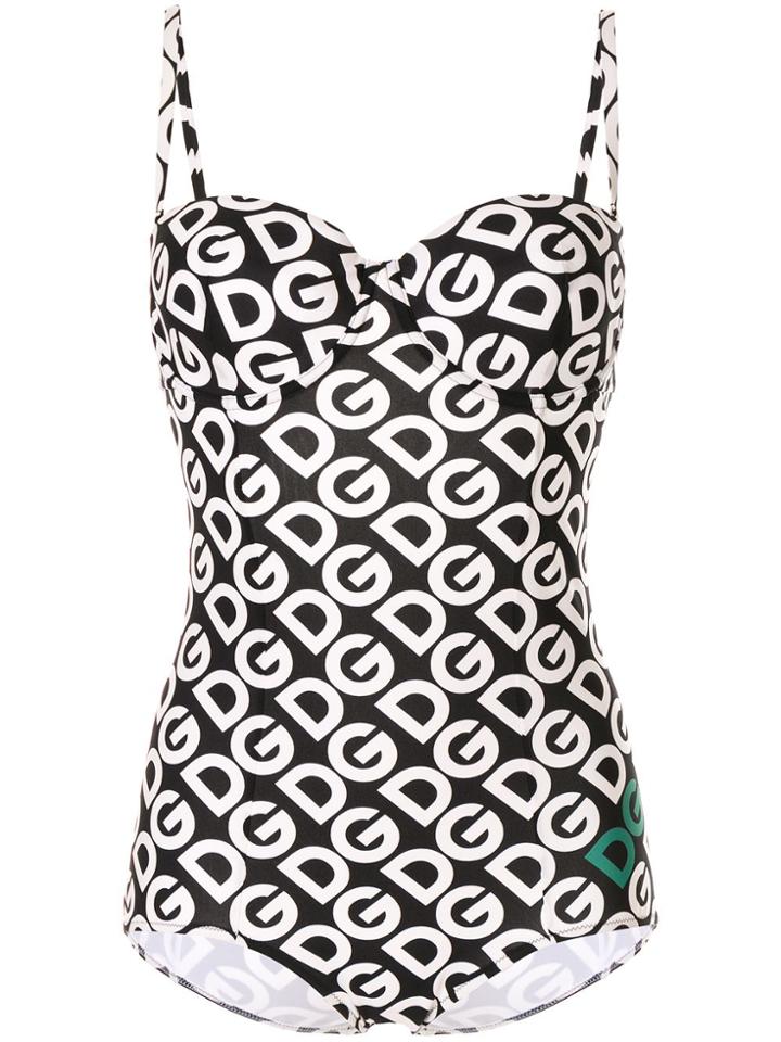 Dolce & Gabbana Logo Print Bodysuit - Black