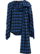 Y / Project Checked Asymmetric Blouse - Blue