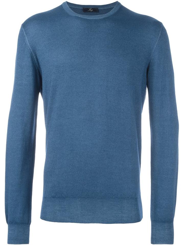 Fay Ribbed Knitted Sweater, Men's, Size: 56, Blue, Virgin Wool