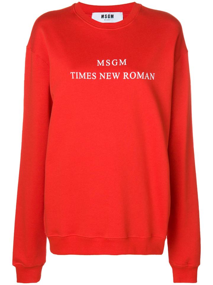 Msgm Logo Oversized Sweatshirt - Red