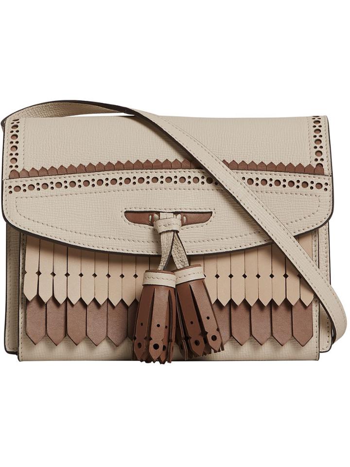 Burberry Brogue And Fringe Detail Crossbody Bag - Nude & Neutrals
