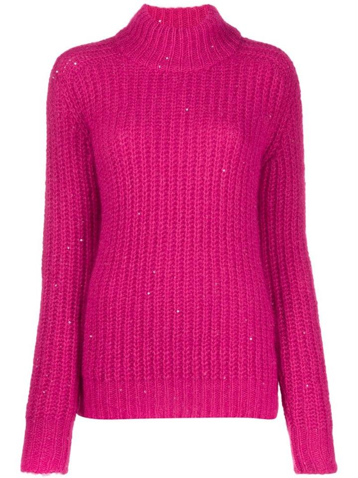 Saint Laurent Sequinned Turtleneck Jumper - Pink
