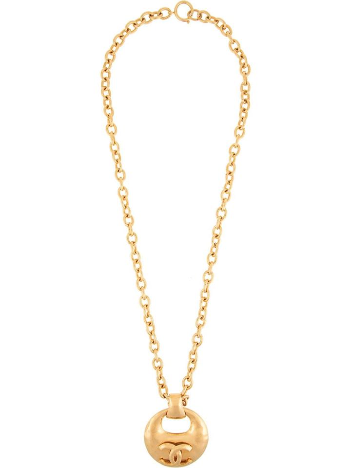 Chanel Vintage Chanel Cc Logos Chain Pendant Necklace - Metallic