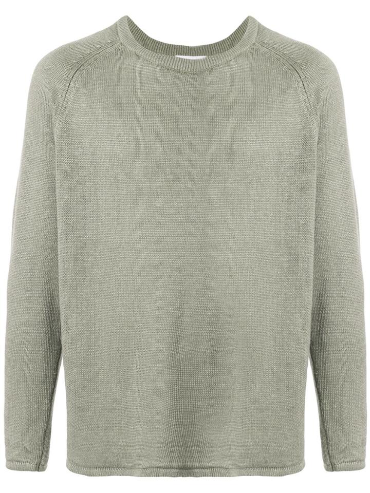 Venroy Linen Raglan Sweater - Green