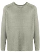 Venroy Linen Raglan Sweater - Green
