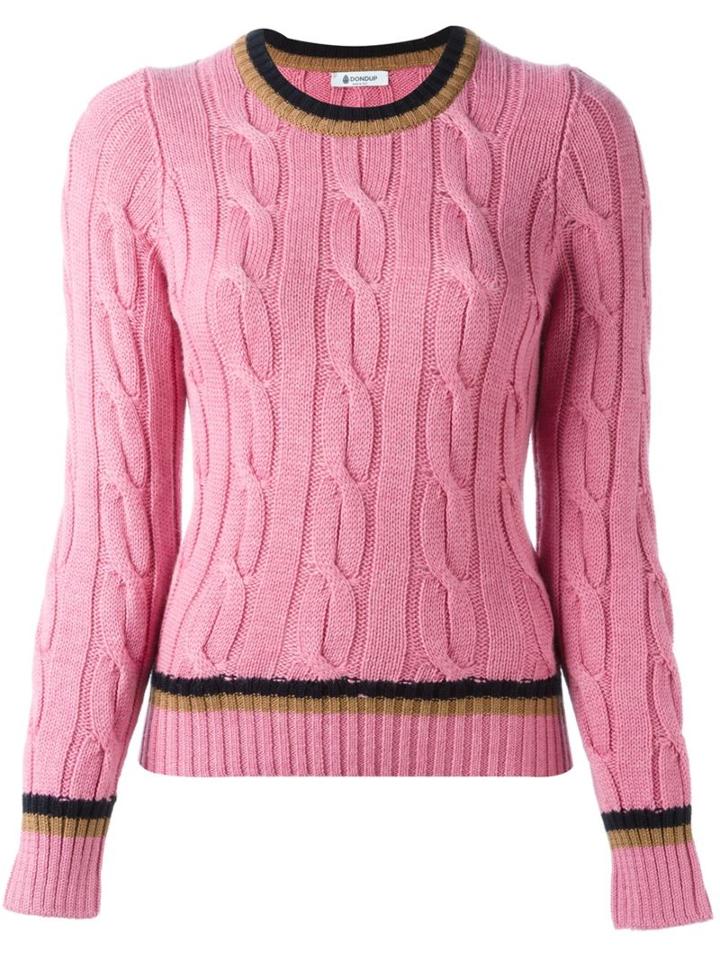 Dondup Contrast Stripe Jumper, Women's, Size: Medium, Pink/purple, Acrylic/wool