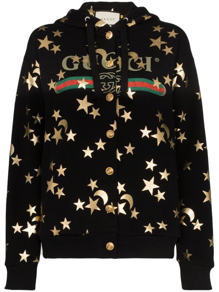 Gucci Astrological Print Button-down Hoodie - Black