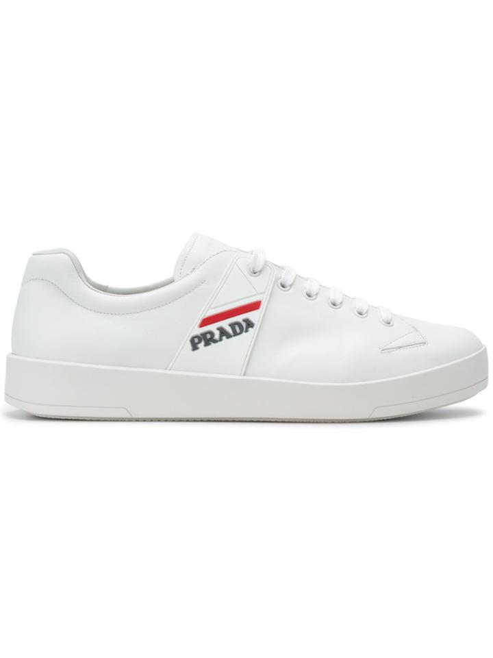 Prada Logo Panel Lace-up Sneakers - White