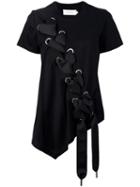 Marques'almeida - Oversize Lace-up T-shirt - Women - Cotton - Xs, Women's, Black, Cotton