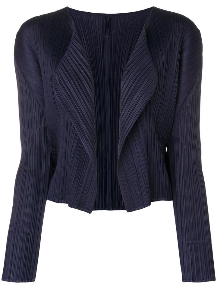 Pleats Please By Issey Miyake Pleated Zip Jacket - Blue