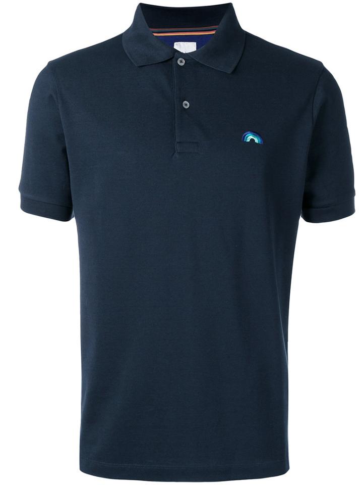 Paul Smith Embroidered Rainbow Polo Shirt, Men's, Size: Small, Black, Cotton