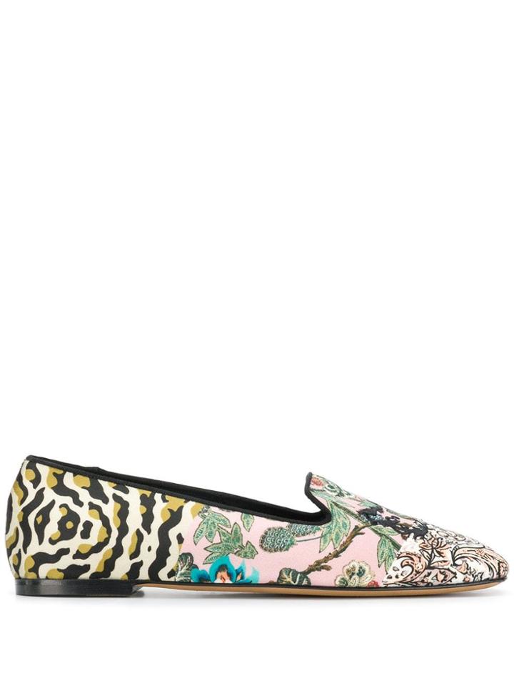 Etro Multi Pattern Logo Loafers - Black