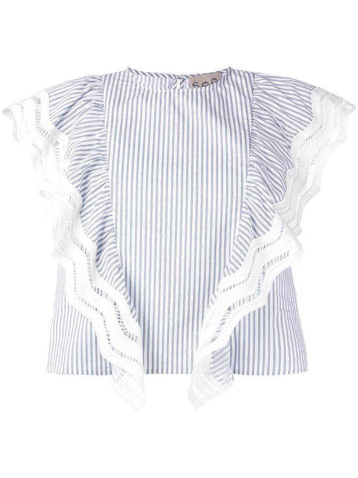 Sea - Cropped Ruffle Blouse - Women - Cotton - 6, White, Cotton