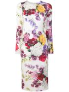 Dolce & Gabbana Floral Print Pencil Dress - White