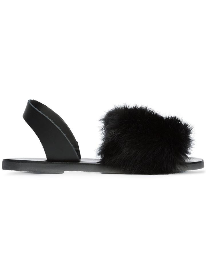 Fabio Rusconi Slingback Fur Sandals - Black