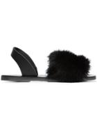 Fabio Rusconi Slingback Fur Sandals - Black