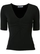 T By Alexander Wang Deep V-neck T-shirtdeep, Women's, Size: Xs, Black, Spandex/elastane/modal