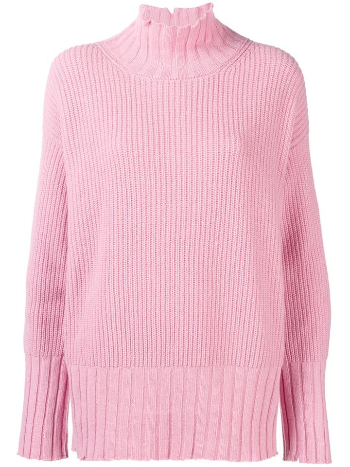 Msgm Distressed Oversized Sweater - Pink