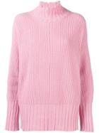 Msgm Distressed Oversized Sweater - Pink