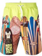 Dsquared2 Beachwear Surf Board Print Swim Shorts