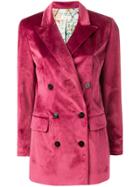 Black Coral Velvet Double Breasted Blazer - Pink & Purple