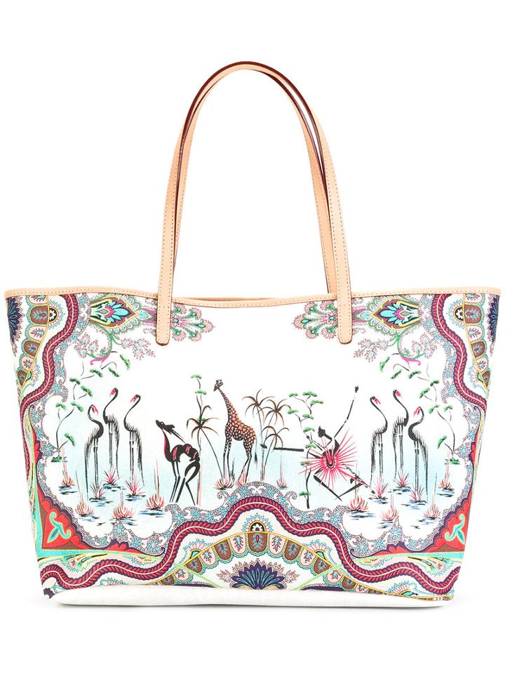 Etro Zoo Print Tote Bag, Women's, Cotton/nylon/polyester/pvc