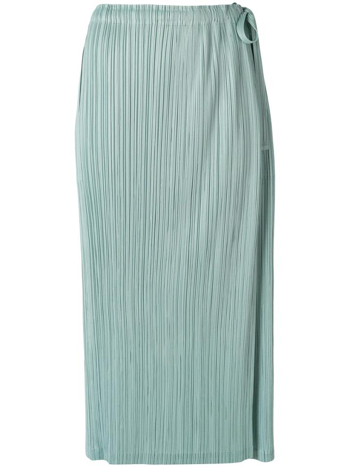 Pleats Please By Issey Miyake Pleated Wrap Style Straight Skirt -