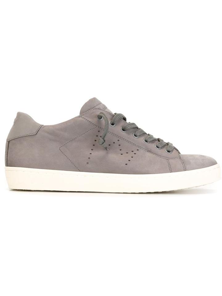Leather Crown Perforated Sneakers, Men's, Size: 46, Grey, Rubber/leather/cotton