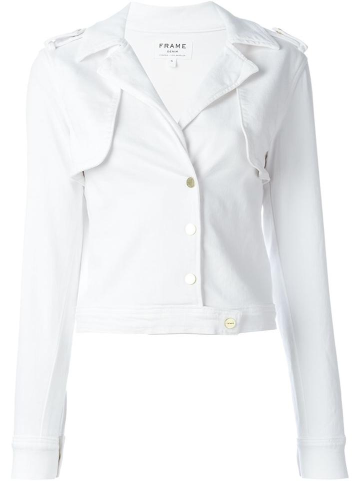 Frame Denim - 'le Crop' Jacket - Women - Cotton/polyester/spandex/elastane - M, White, Cotton/polyester/spandex/elastane