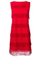 Alberta Ferretti Fringed Short Dress - Red