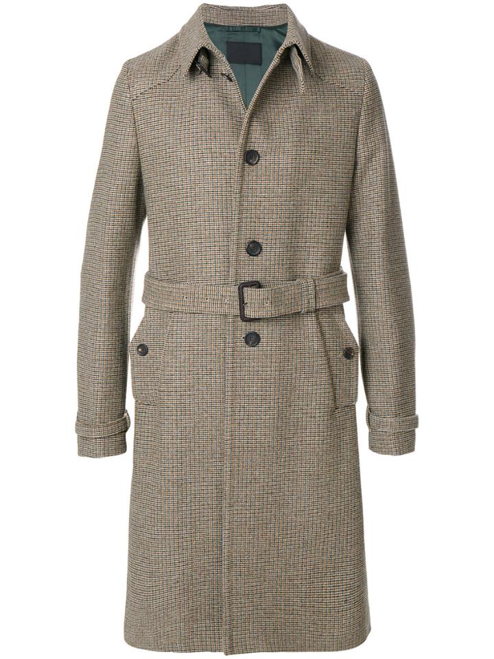Prada Belted Tweed Coat - Nude & Neutrals