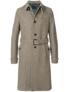 Prada Belted Tweed Coat - Nude & Neutrals