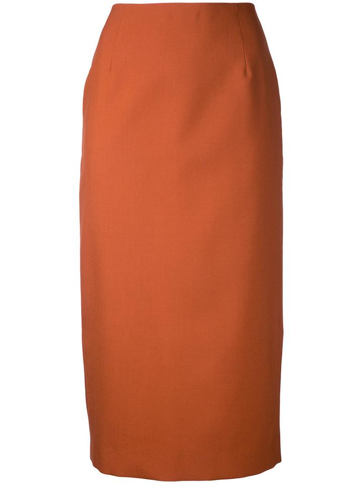 Le Ciel Bleu - Relax Pencil Skirt - Women - Wool - 36, Yellow/orange, Wool