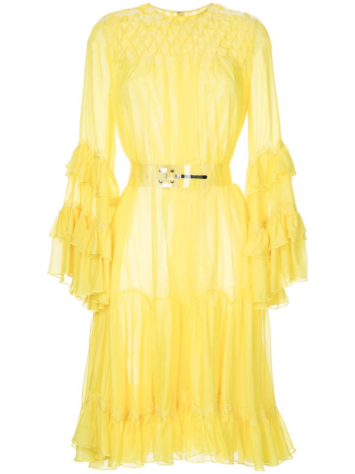 Huishan Zhang Midi Ruffle Dress - Yellow & Orange