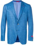Isaia Contrast Stitch Blazer - Blue