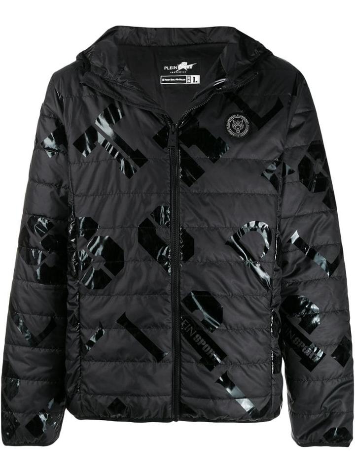 Plein Sport Logo Print Padded Jacket - Black