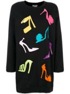 Boutique Moschino - Shoe Print Dress - Women - Cotton - 40, Black, Cotton