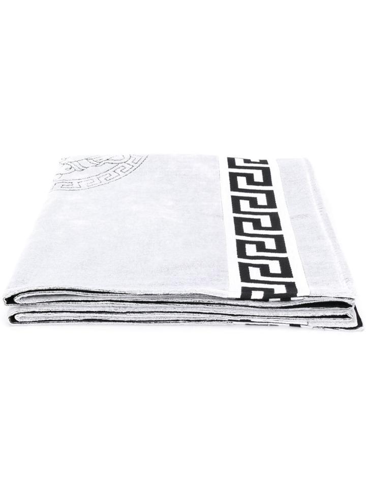 Versace Logo Print Towel - White