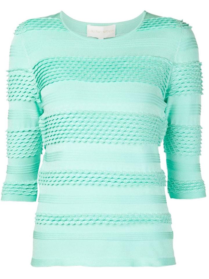 Christian Siriano Striped Knit Top, Women's, Size: 8, Green, Polyester/spandex/elastane