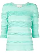 Christian Siriano Striped Knit Top, Women's, Size: 8, Green, Polyester/spandex/elastane