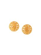 Chanel Pre-owned Cut Off Cc Button Earrings - Gold