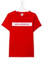 Karl Lagerfeld Kids Colour Block Logo Print T-shirt - Red