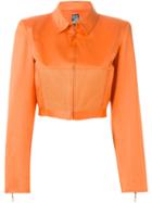 Claude Montana Vintage Cropped Mesh Detail Jacket, Size: 40, Yellow/orange